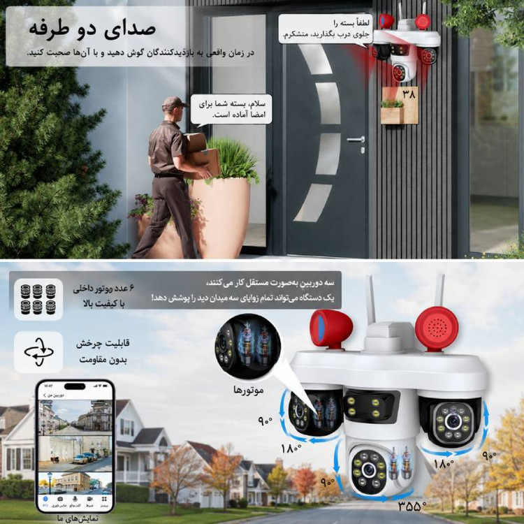 دوربین مداربسته تحت شبکه سیمکارتی مدل V380 -CT36CF